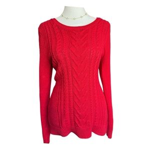 Old Navy Women's Medium Cozy Christmas Valentine’s Cotton Red Cable Knit Sweater